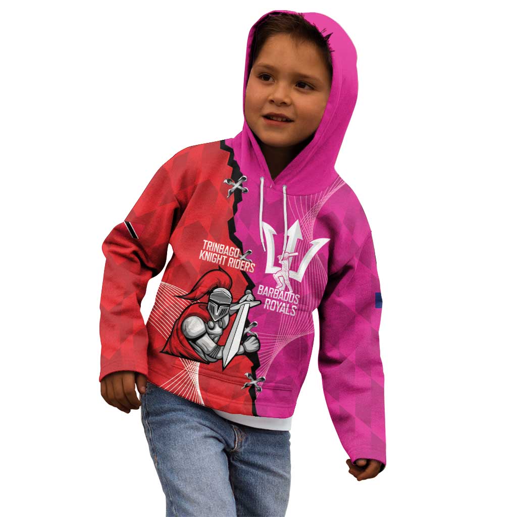Barbados and Trinbago Cricket Personalized Kid Hoodie Royals Knight Riders Together - Wonder Print Shop