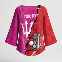 Barbados and Trinbago Cricket Personalized Kimono Sleeve Blouse Royals Knight Riders Together - Wonder Print Shop