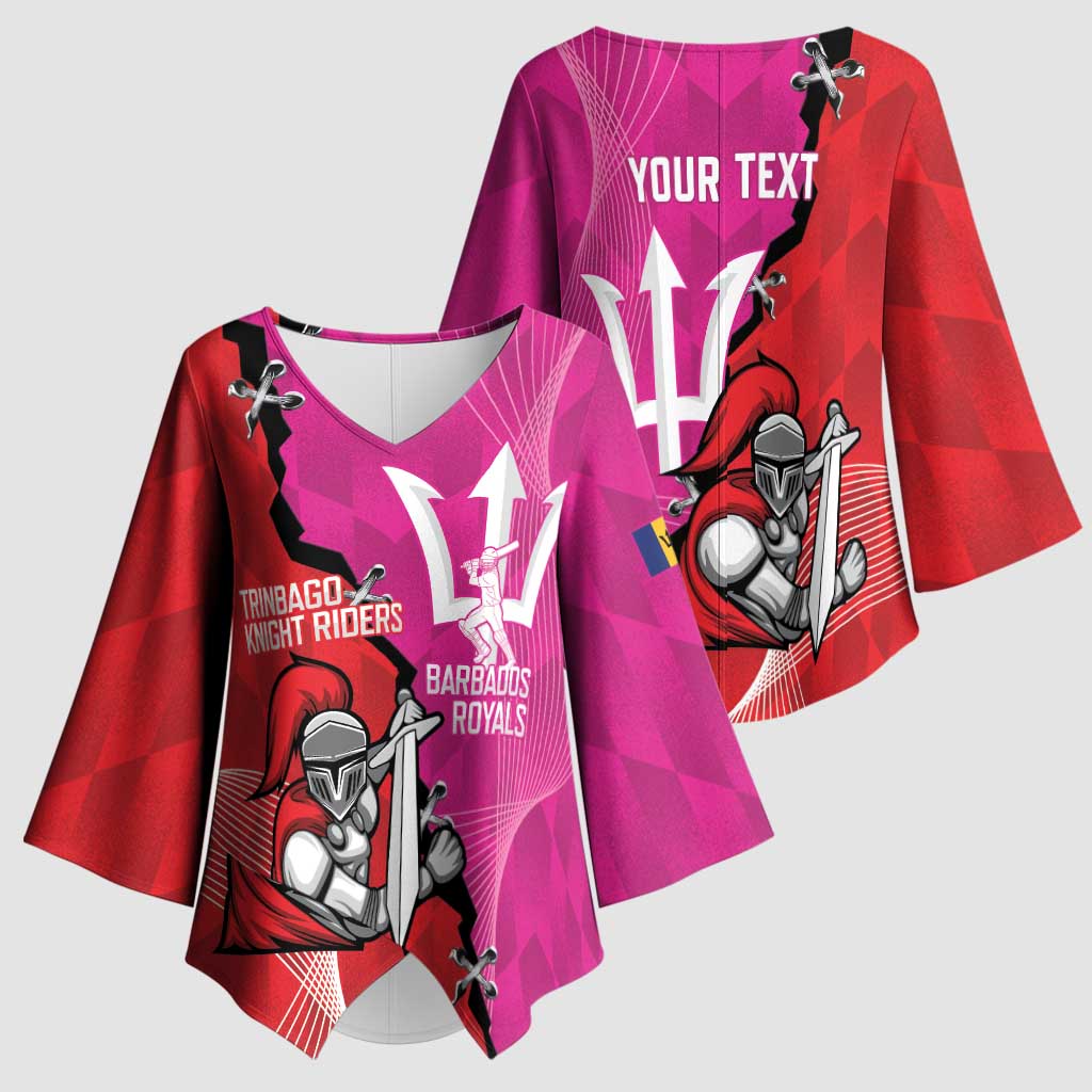 Barbados and Trinbago Cricket Personalized Kimono Sleeve Blouse Royals Knight Riders Together - Wonder Print Shop