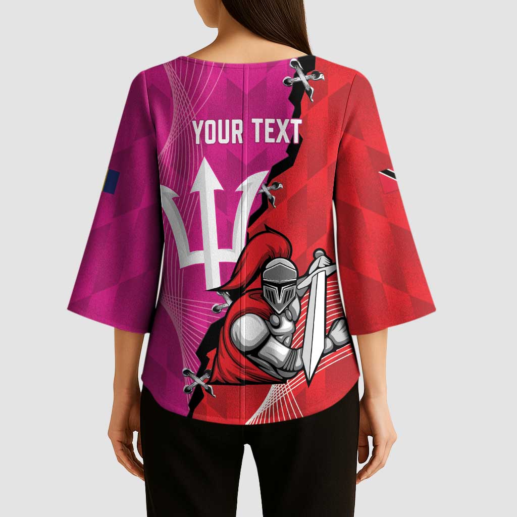 Barbados and Trinbago Cricket Personalized Kimono Sleeve Blouse Royals Knight Riders Together - Wonder Print Shop