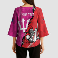 Barbados and Trinbago Cricket Personalized Kimono Sleeve Blouse Royals Knight Riders Together - Wonder Print Shop