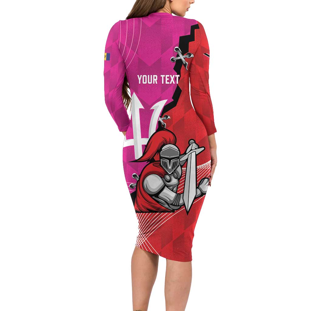 Barbados and Trinbago Cricket Personalized Long Sleeve Bodycon Dress Royals Knight Riders Together - Wonder Print Shop