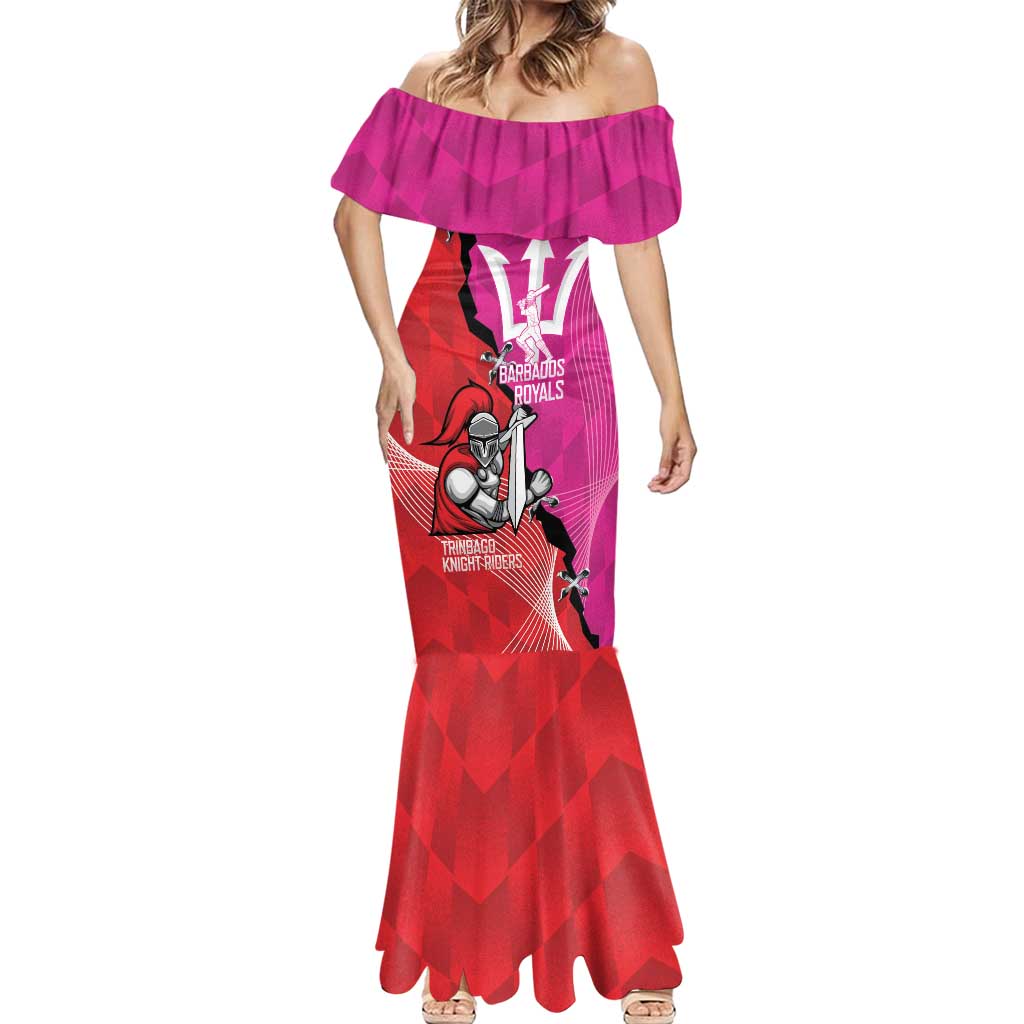 Barbados and Trinbago Cricket Personalized Mermaid Dress Royals Knight Riders Together - Wonder Print Shop