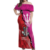 Barbados and Trinbago Cricket Personalized Off Shoulder Maxi Dress Royals Knight Riders Together - Wonder Print Shop