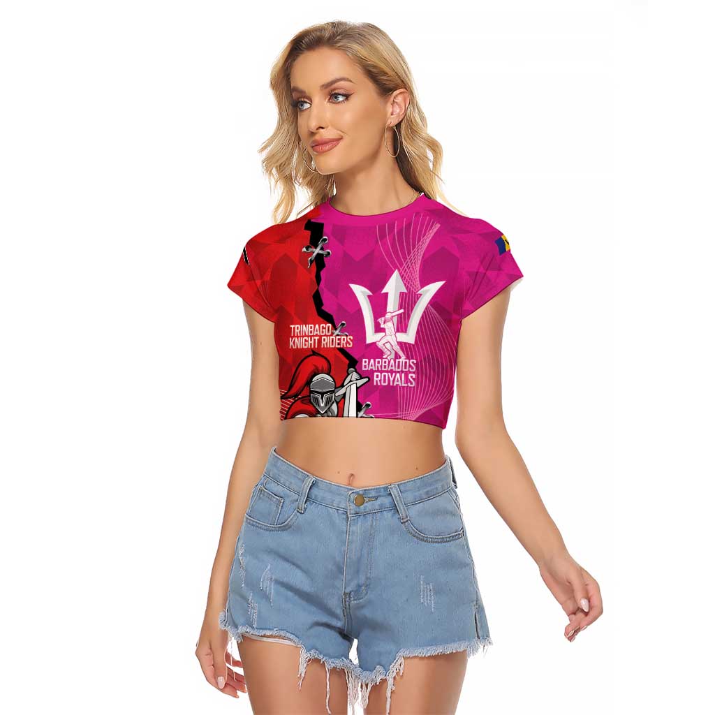 Barbados and Trinbago Cricket Personalized Raglan Cropped T Shirt Royals Knight Riders Together - Wonder Print Shop