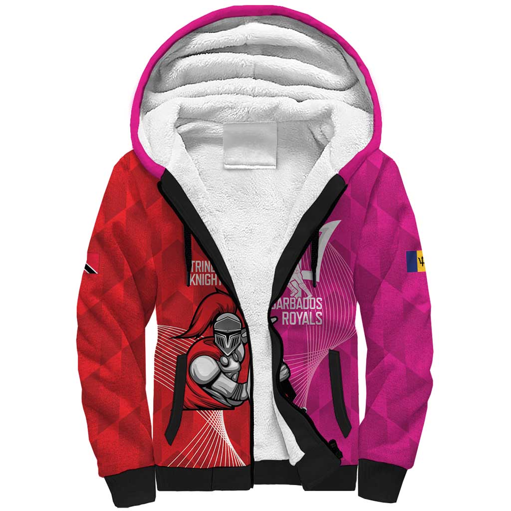Barbados and Trinbago Cricket Personalized Sherpa Hoodie Royals Knight Riders Together - Wonder Print Shop