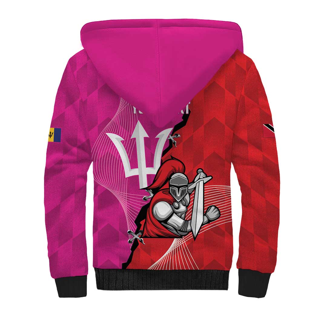 Barbados and Trinbago Cricket Personalized Sherpa Hoodie Royals Knight Riders Together - Wonder Print Shop