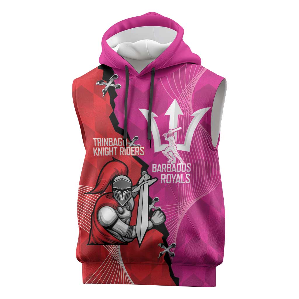 Barbados and Trinbago Cricket Personalized Sleeveless Hoodie Royals Knight Riders Together - Wonder Print Shop