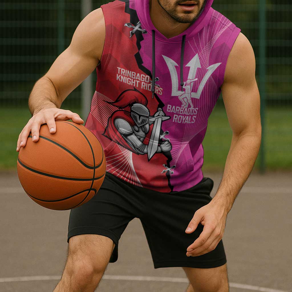 Barbados and Trinbago Cricket Personalized Sleeveless Hoodie Royals Knight Riders Together - Wonder Print Shop