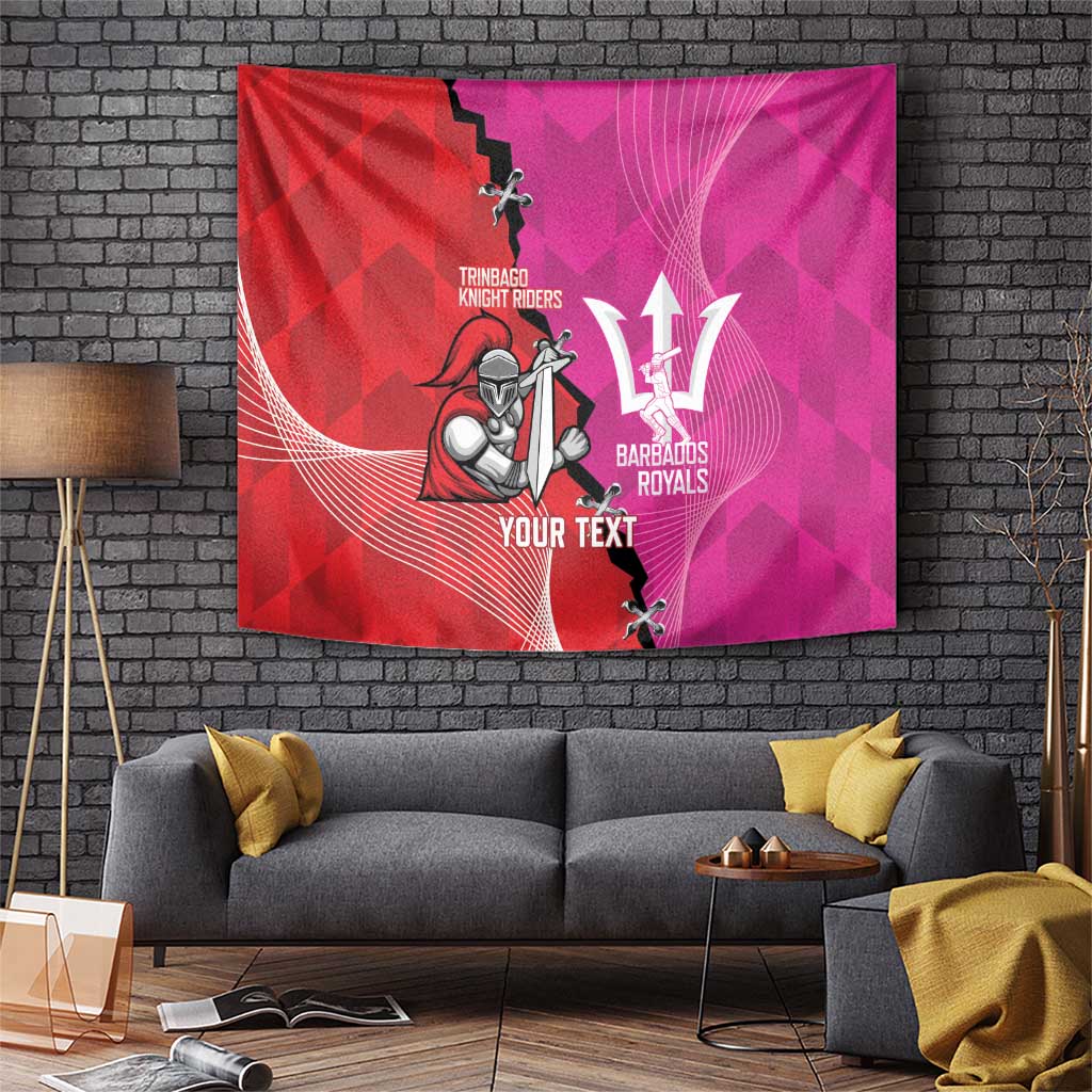 Barbados and Trinbago Cricket Personalized Tapestry Royals Knight Riders Together - Wonder Print Shop