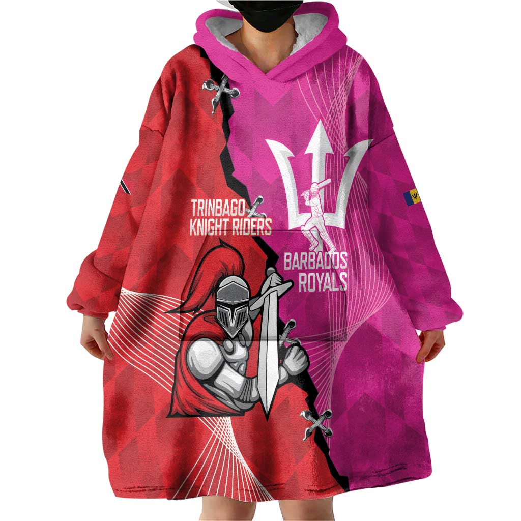 Barbados and Trinbago Cricket Personalized Wearable Blanket Hoodie Royals Knight Riders Together - Wonder Print Shop