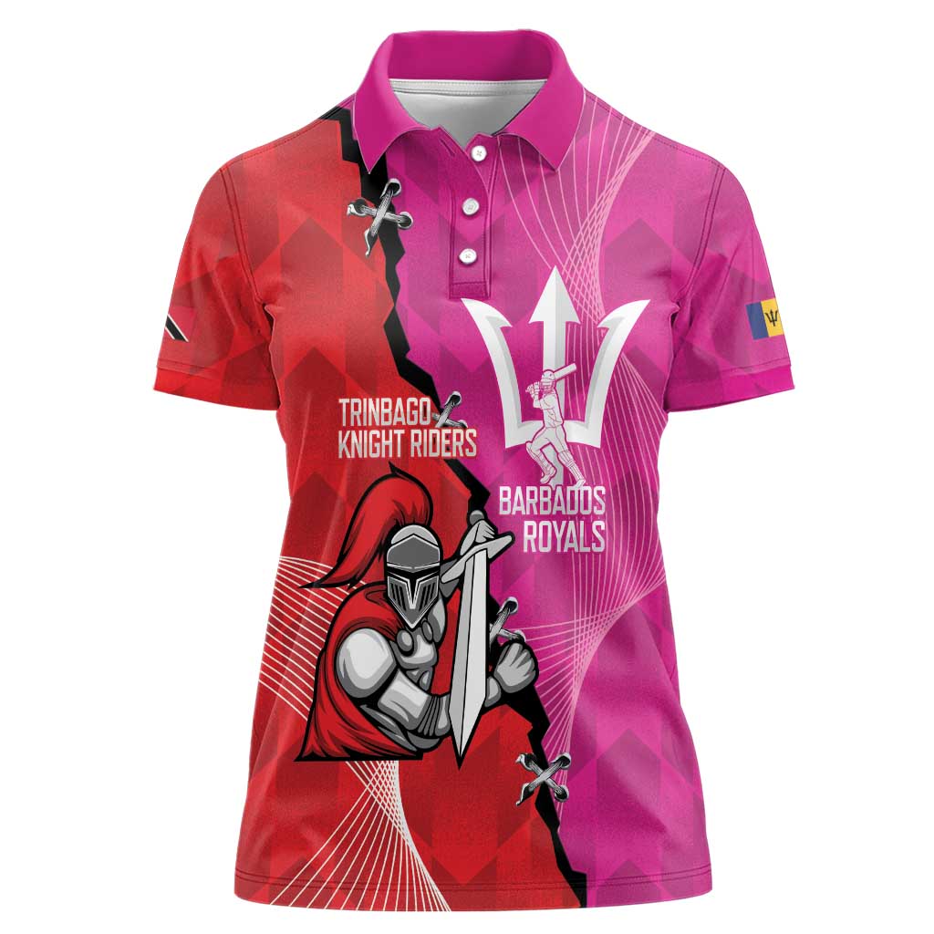 Barbados and Trinbago Cricket Personalized Women Polo Shirt Royals Knight Riders Together - Wonder Print Shop