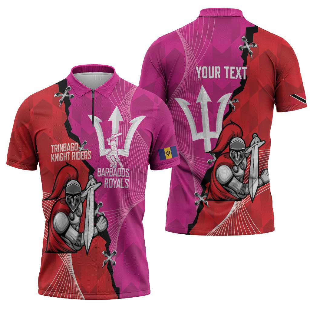 Barbados and Trinbago Cricket Personalized Zipper Polo Shirt Royals Knight Riders Together - Wonder Print Shop