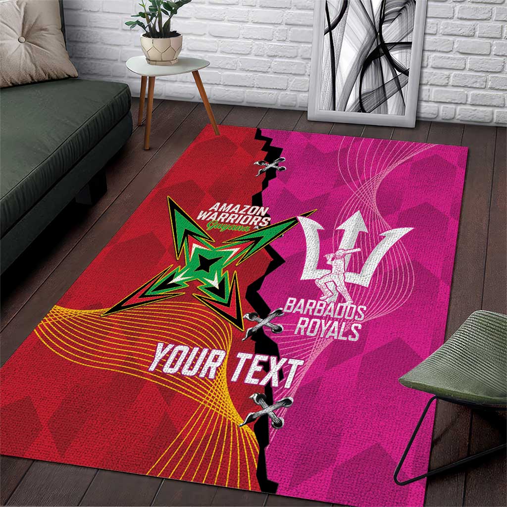Barbados and Guyana Cricket Personalized Area Rug Royals Amazon Warriors Together - Wonder Print Shop