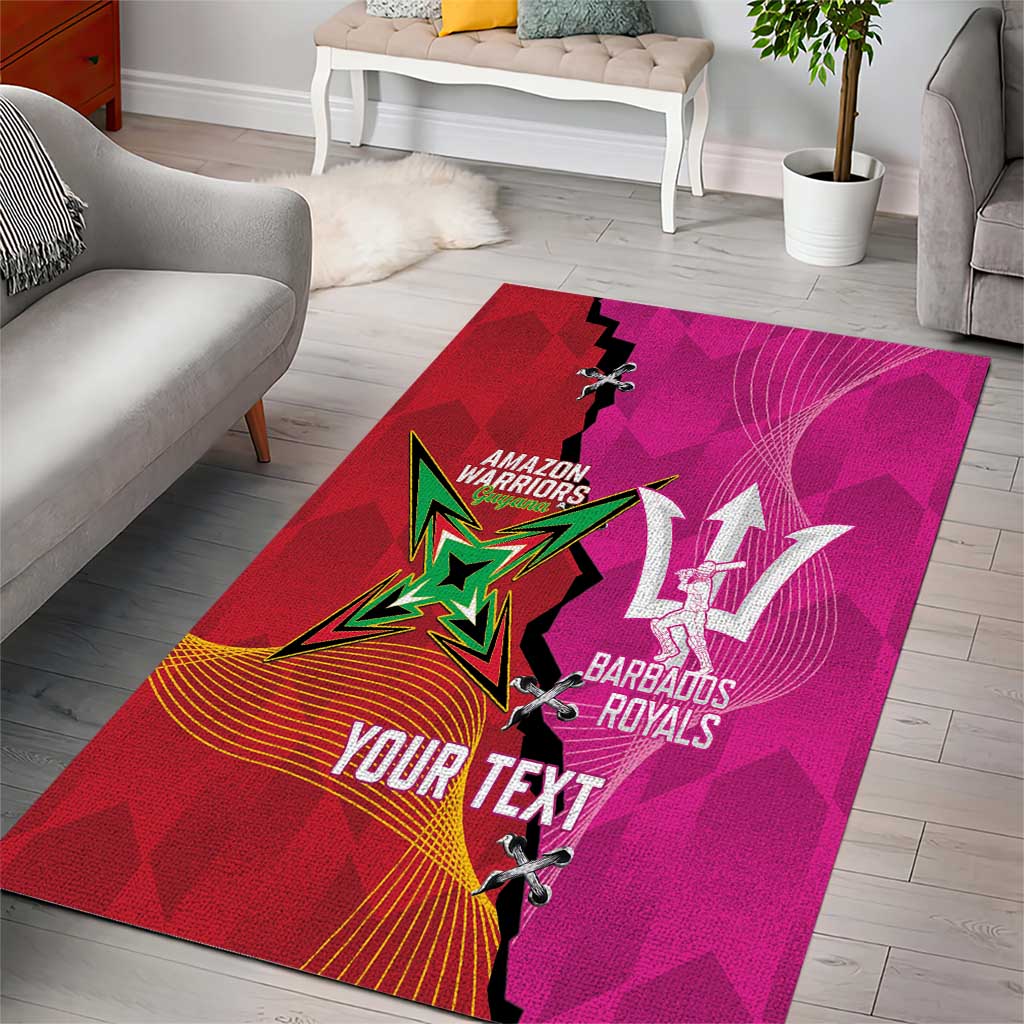 Barbados and Guyana Cricket Personalized Area Rug Royals Amazon Warriors Together - Wonder Print Shop