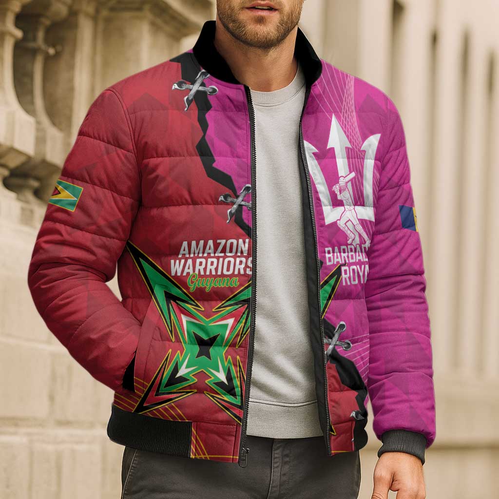 Barbados and Guyana Cricket Personalized Bomber Puffer Jacket Royals Amazon Warriors Together - Wonder Print Shop