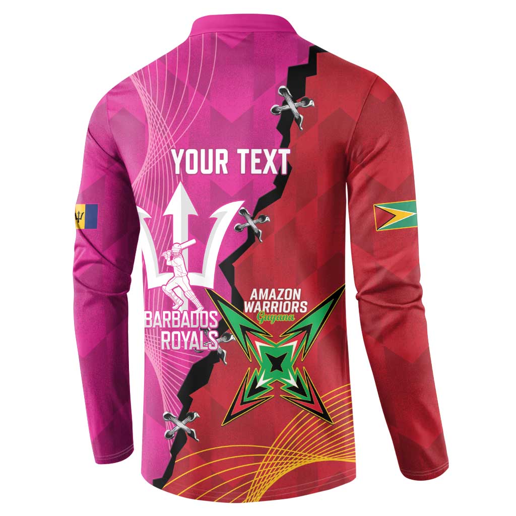Barbados and Guyana Cricket Personalized Button Sweatshirt Royals Amazon Warriors Together - Wonder Print Shop