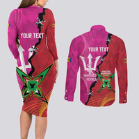 Barbados and Guyana Cricket Personalized Couples Matching Long Sleeve Bodycon Dress and Long Sleeve Button Shirt Royals Amazon Warriors Together - Wonder Print Shop