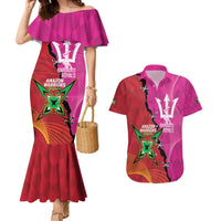 Barbados and Guyana Cricket Personalized Couples Matching Mermaid Dress and Hawaiian Shirt Royals Amazon Warriors Together - Wonder Print Shop