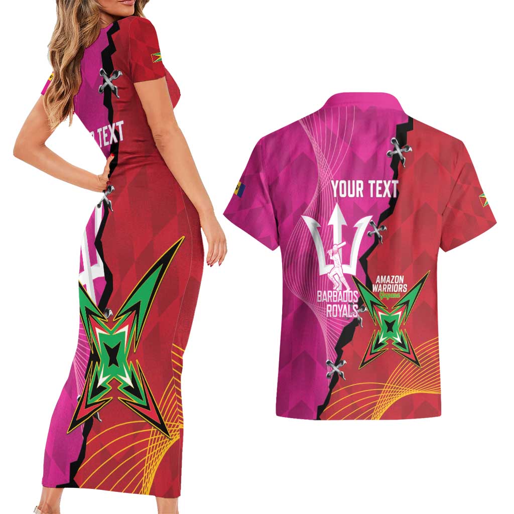 Barbados and Guyana Cricket Personalized Couples Matching Short Sleeve Bodycon Dress and Hawaiian Shirt Royals Amazon Warriors Together - Wonder Print Shop