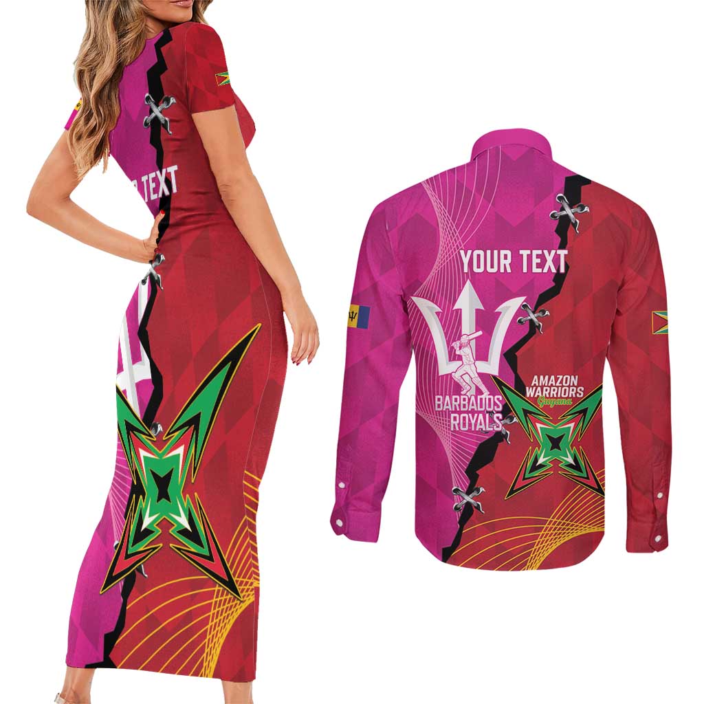 Barbados and Guyana Cricket Personalized Couples Matching Short Sleeve Bodycon Dress and Long Sleeve Button Shirt Royals Amazon Warriors Together - Wonder Print Shop