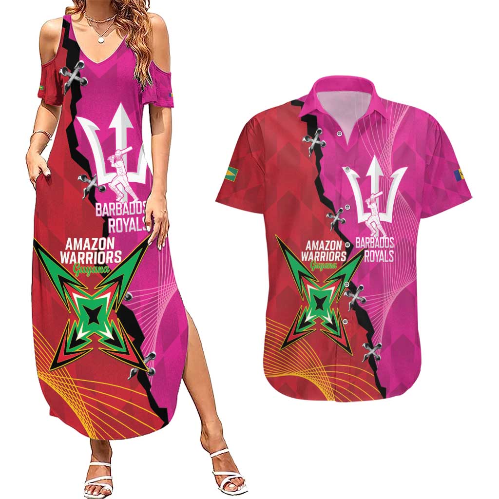 Barbados and Guyana Cricket Personalized Couples Matching Summer Maxi Dress and Hawaiian Shirt Royals Amazon Warriors Together - Wonder Print Shop