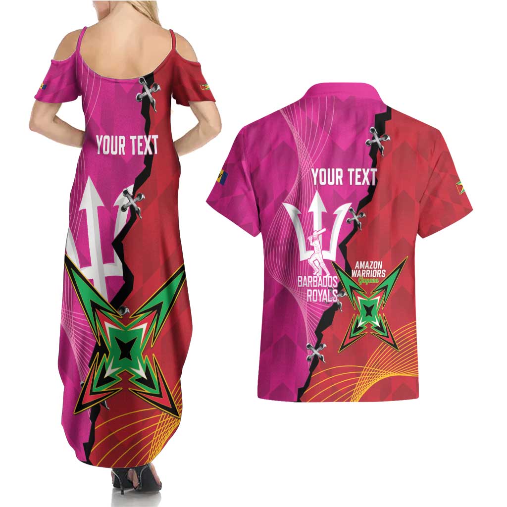 Barbados and Guyana Cricket Personalized Couples Matching Summer Maxi Dress and Hawaiian Shirt Royals Amazon Warriors Together - Wonder Print Shop