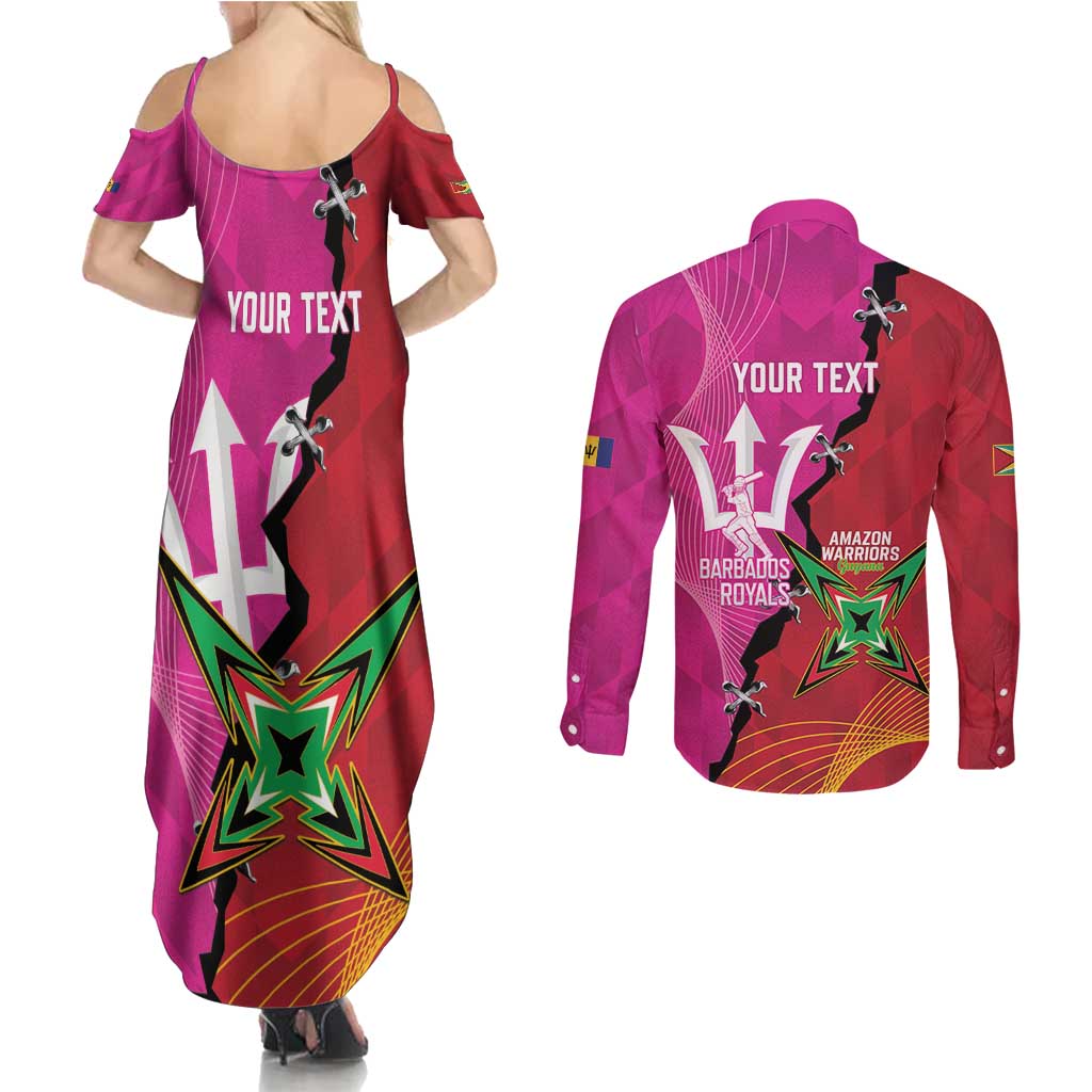 Barbados and Guyana Cricket Personalized Couples Matching Summer Maxi Dress and Long Sleeve Button Shirt Royals Amazon Warriors Together - Wonder Print Shop