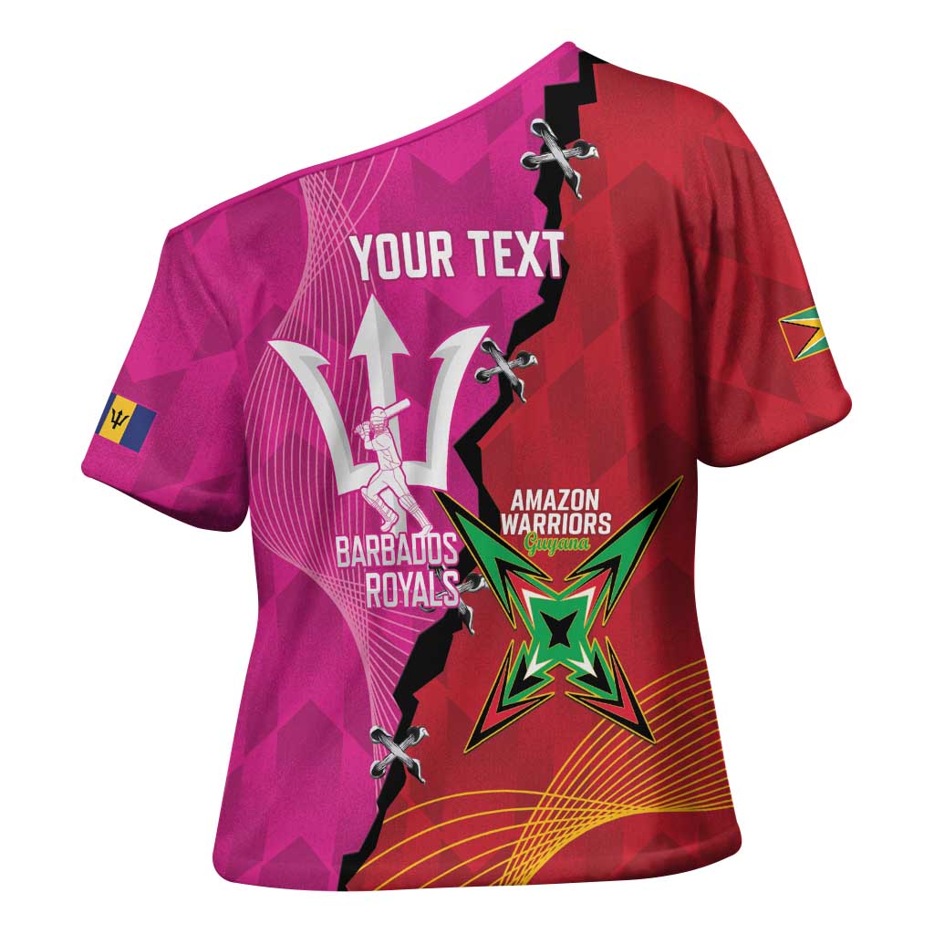 Barbados and Guyana Cricket Personalized Cross Shoulder Shirt Royals Amazon Warriors Together - Wonder Print Shop