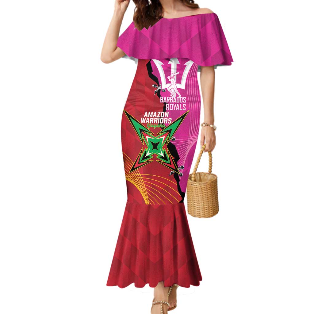 Barbados and Guyana Cricket Personalized Family Matching Mermaid Dress and Hawaiian Shirt Royals Amazon Warriors Together - Wonder Print Shop