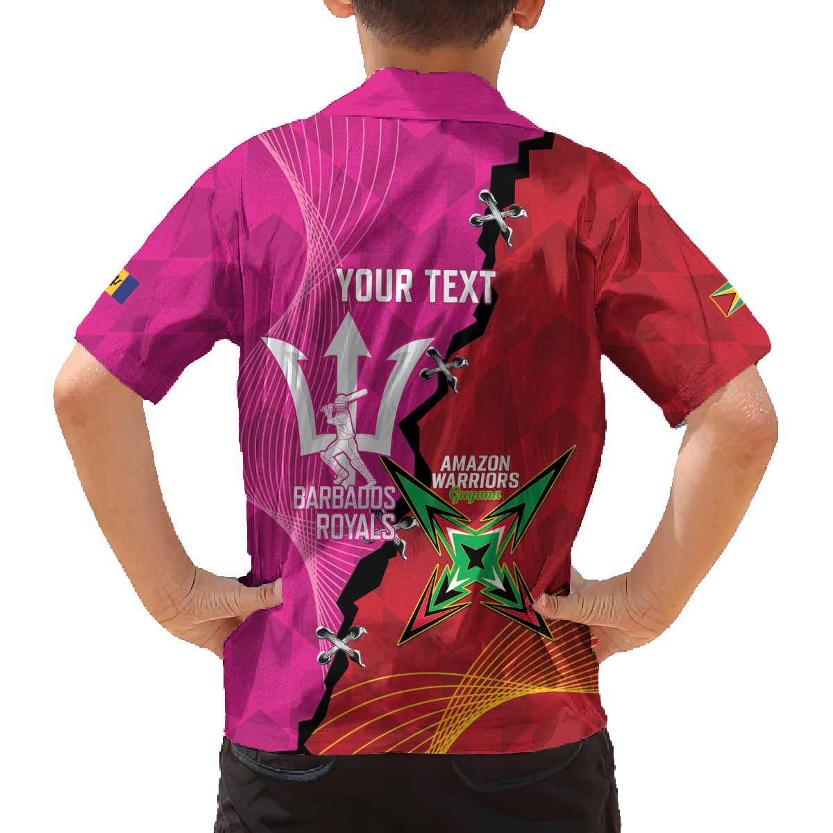 Barbados and Guyana Cricket Personalized Family Matching Off The Shoulder Long Sleeve Dress and Hawaiian Shirt Royals Amazon Warriors Together - Wonder Print Shop