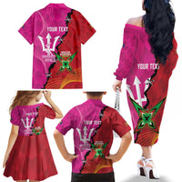 Barbados and Guyana Cricket Personalized Family Matching Off The Shoulder Long Sleeve Dress and Hawaiian Shirt Royals Amazon Warriors Together - Wonder Print Shop