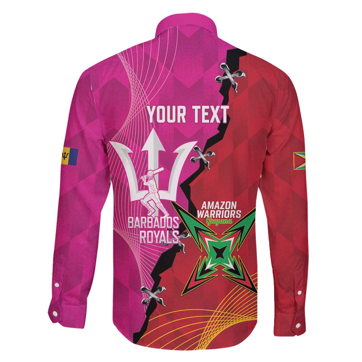 Barbados and Guyana Cricket Personalized Family Matching Off The Shoulder Long Sleeve Dress and Hawaiian Shirt Royals Amazon Warriors Together - Wonder Print Shop