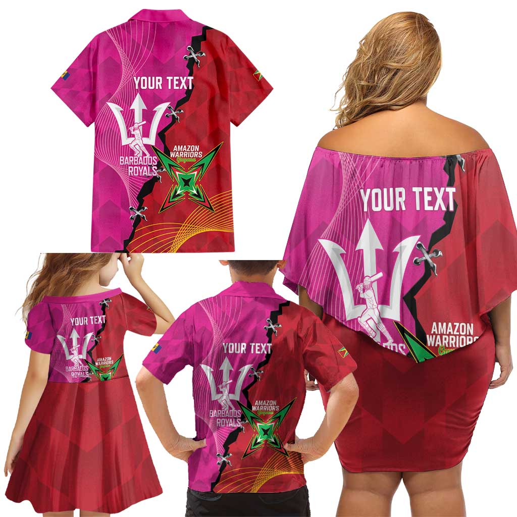 Barbados and Guyana Cricket Personalized Family Matching Off Shoulder Short Dress and Hawaiian Shirt Royals Amazon Warriors Together - Wonder Print Shop