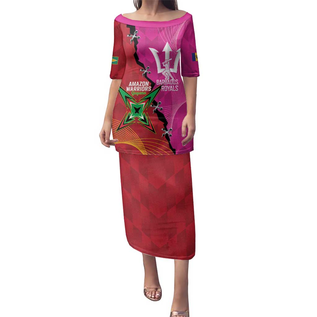 Barbados and Guyana Cricket Personalized Family Matching Puletasi and Hawaiian Shirt Royals Amazon Warriors Together - Wonder Print Shop