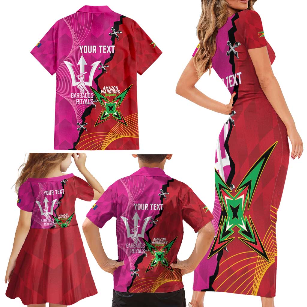 Barbados and Guyana Cricket Personalized Family Matching Short Sleeve Bodycon Dress and Hawaiian Shirt Royals Amazon Warriors Together - Wonder Print Shop