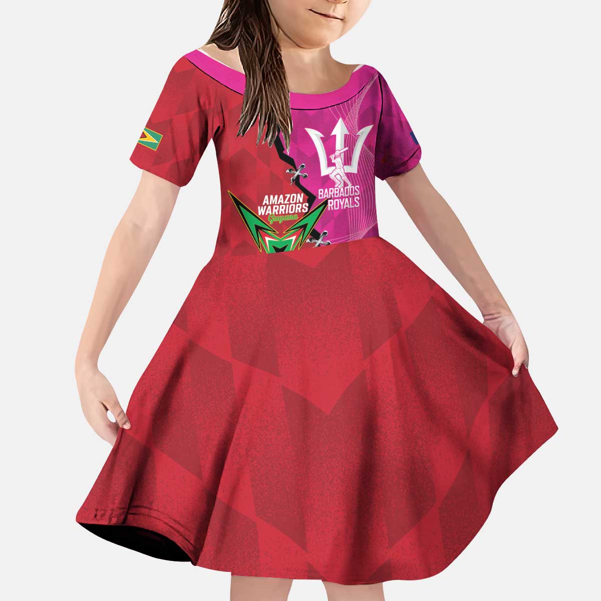 Barbados and Guyana Cricket Personalized Kid Short Sleeve Dress Royals Amazon Warriors Together - Wonder Print Shop