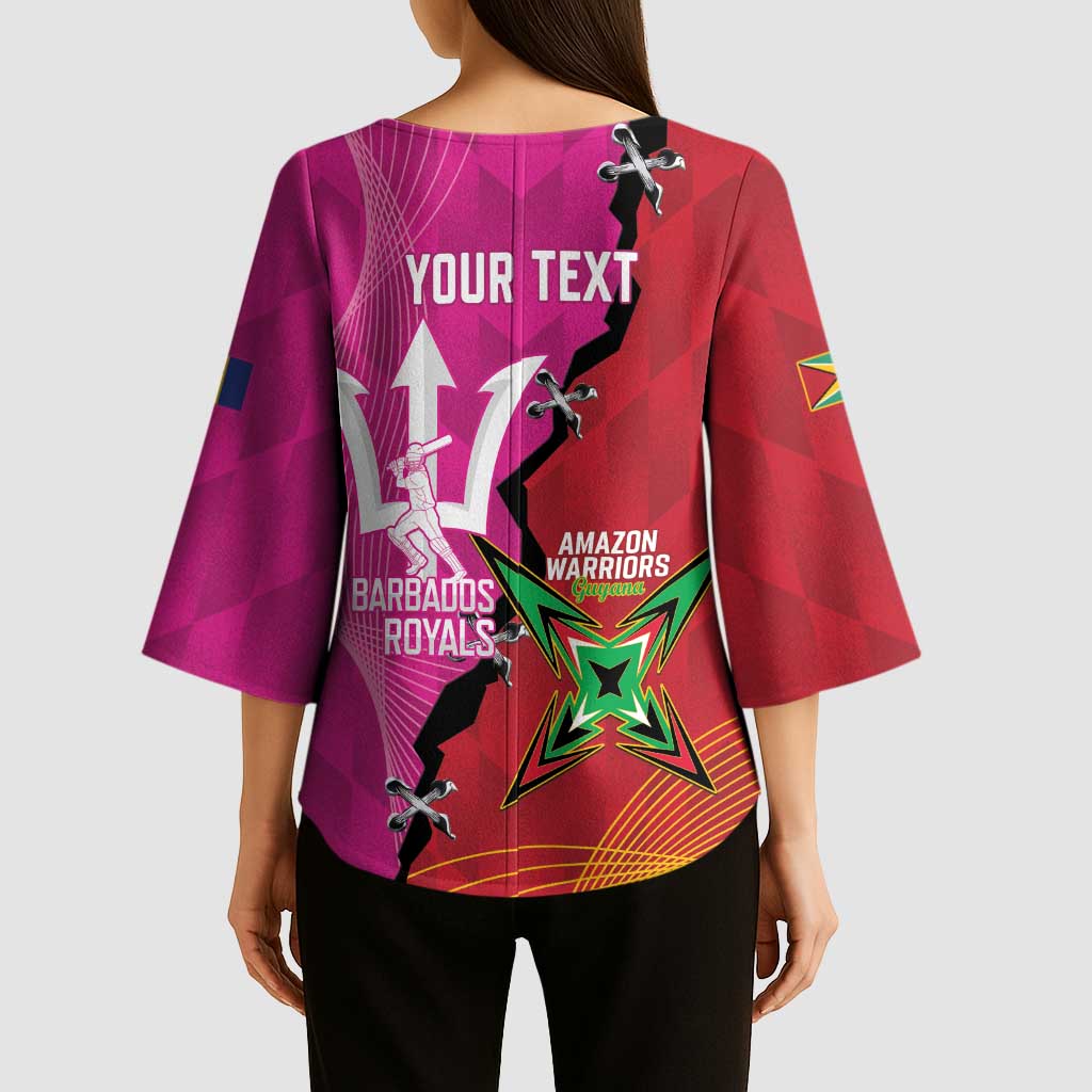 Barbados and Guyana Cricket Personalized Kimono Sleeve Blouse Royals Amazon Warriors Together - Wonder Print Shop