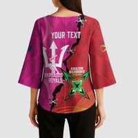 Barbados and Guyana Cricket Personalized Kimono Sleeve Blouse Royals Amazon Warriors Together - Wonder Print Shop
