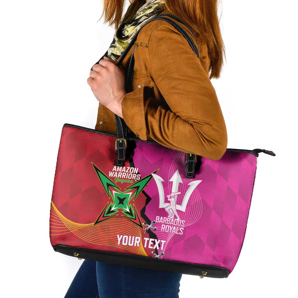 Barbados and Guyana Cricket Personalized Leather Tote Bag Royals Amazon Warriors Together - Wonder Print Shop
