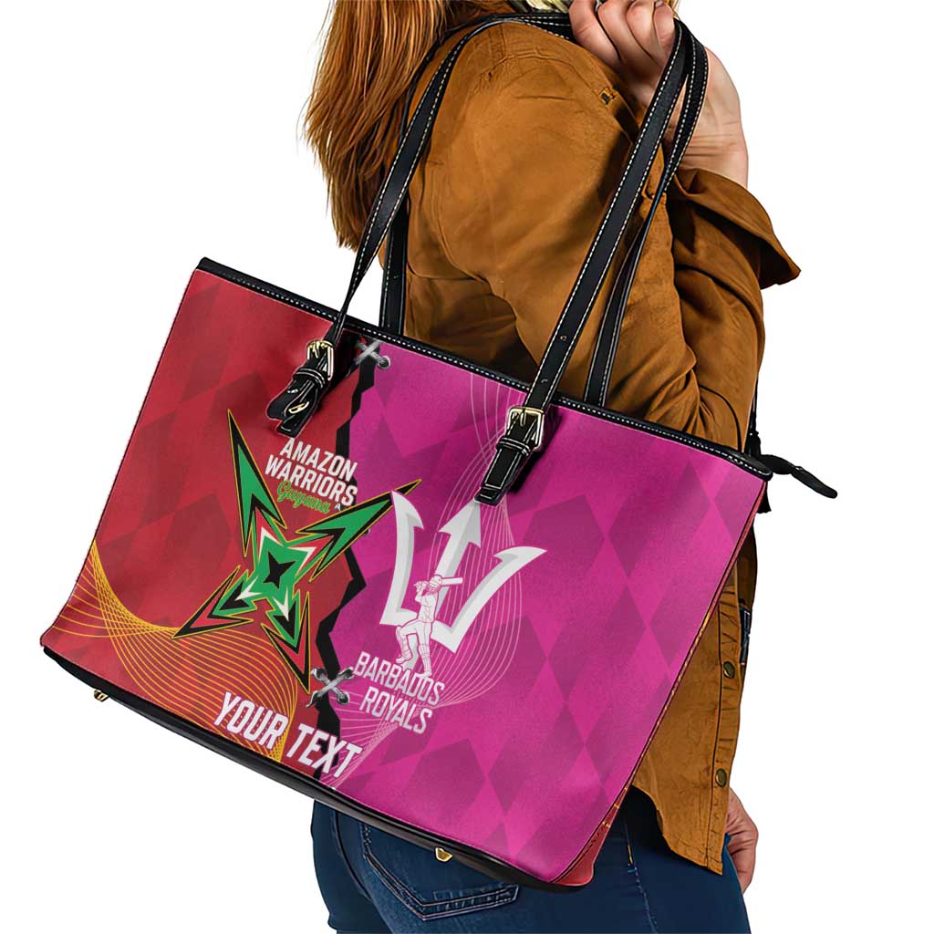 Barbados and Guyana Cricket Personalized Leather Tote Bag Royals Amazon Warriors Together - Wonder Print Shop