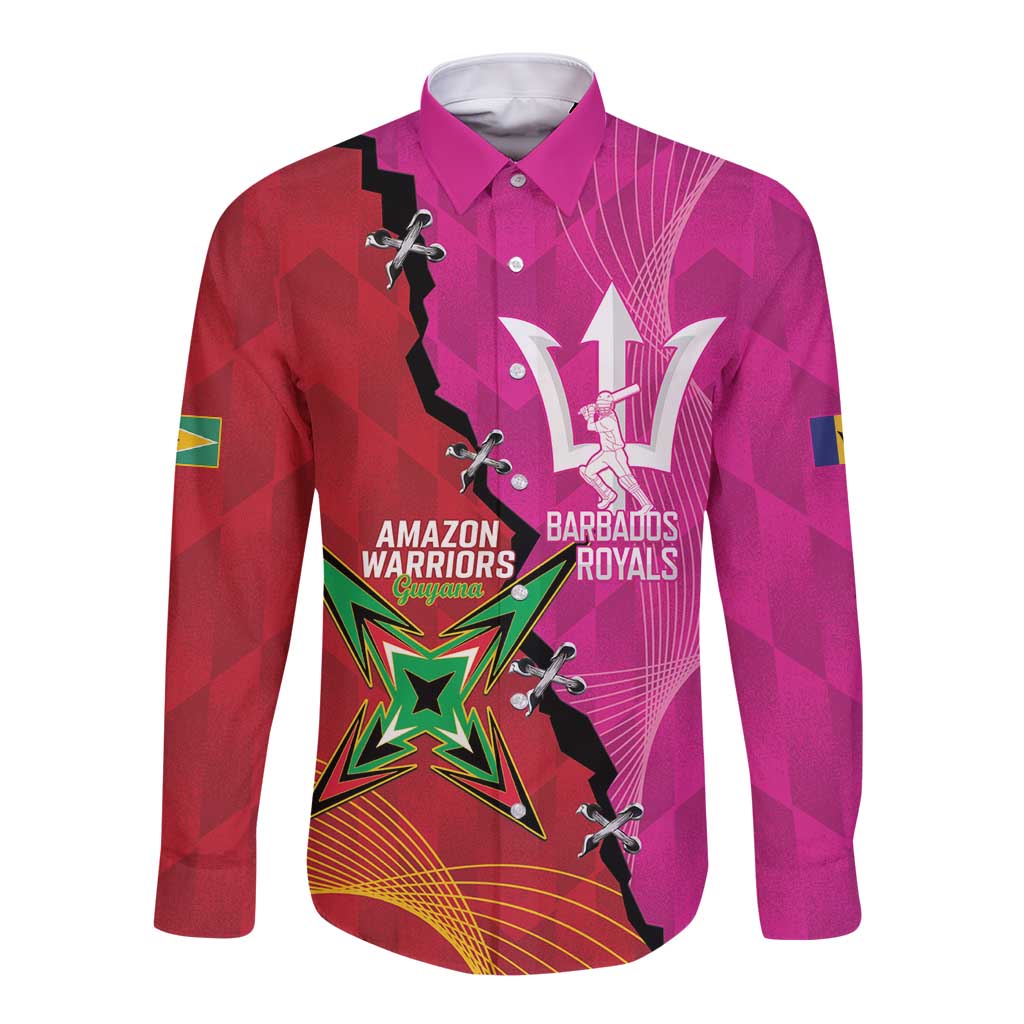 Barbados and Guyana Cricket Personalized Long Sleeve Button Shirt Royals Amazon Warriors Together - Wonder Print Shop