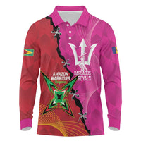 Barbados and Guyana Cricket Personalized Long Sleeve Polo Shirt Royals Amazon Warriors Together - Wonder Print Shop
