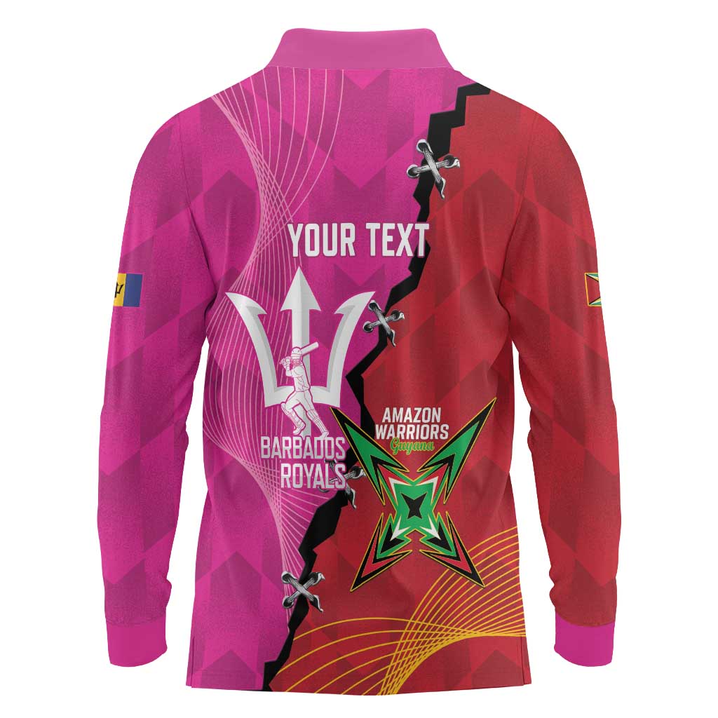 Barbados and Guyana Cricket Personalized Long Sleeve Polo Shirt Royals Amazon Warriors Together - Wonder Print Shop