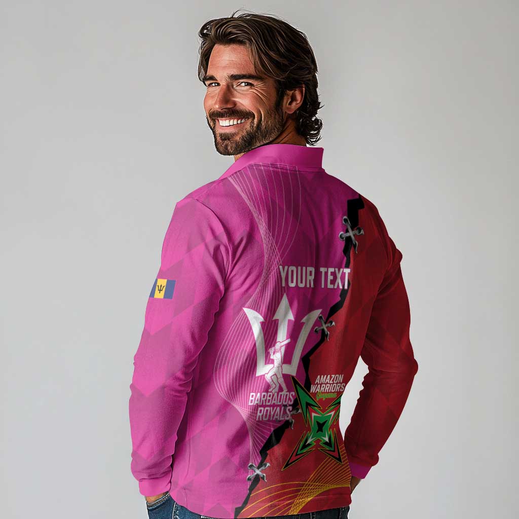 Barbados and Guyana Cricket Personalized Long Sleeve Polo Shirt Royals Amazon Warriors Together - Wonder Print Shop