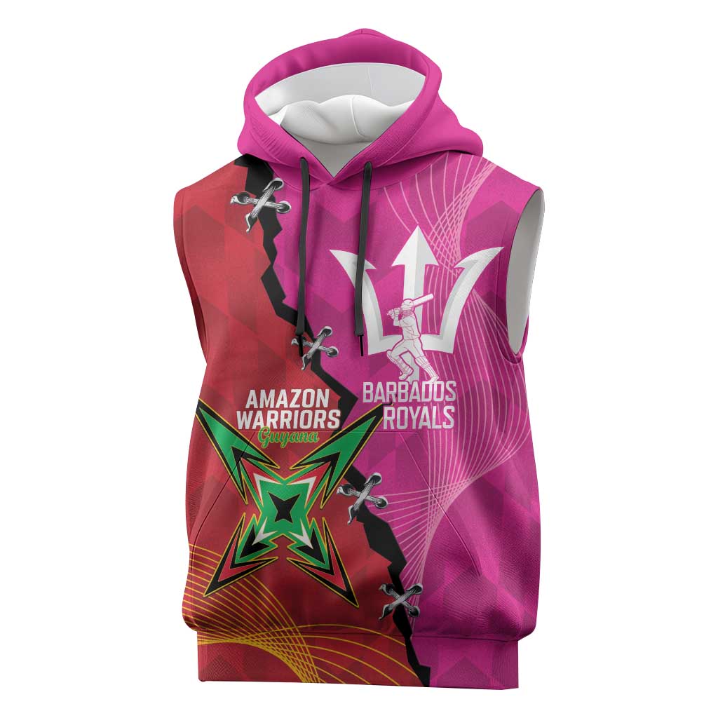 Barbados and Guyana Cricket Personalized Sleeveless Hoodie Royals Amazon Warriors Together - Wonder Print Shop