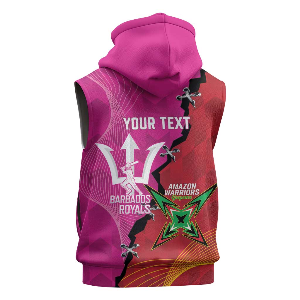 Barbados and Guyana Cricket Personalized Sleeveless Hoodie Royals Amazon Warriors Together - Wonder Print Shop