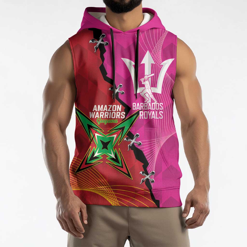 Barbados and Guyana Cricket Personalized Sleeveless Hoodie Royals Amazon Warriors Together - Wonder Print Shop