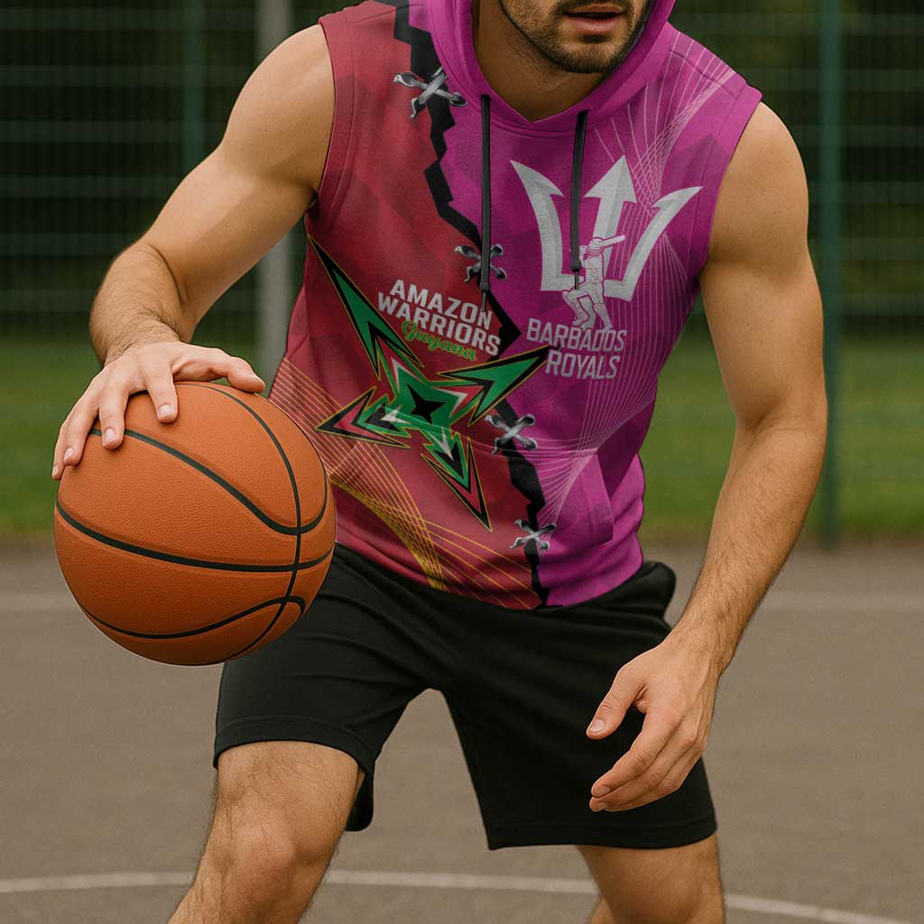 Barbados and Guyana Cricket Personalized Sleeveless Hoodie Royals Amazon Warriors Together - Wonder Print Shop