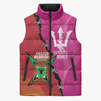 Barbados and Guyana Cricket Personalized Sleeveless Puffer Jacket Royals Amazon Warriors Together - Wonder Print Shop